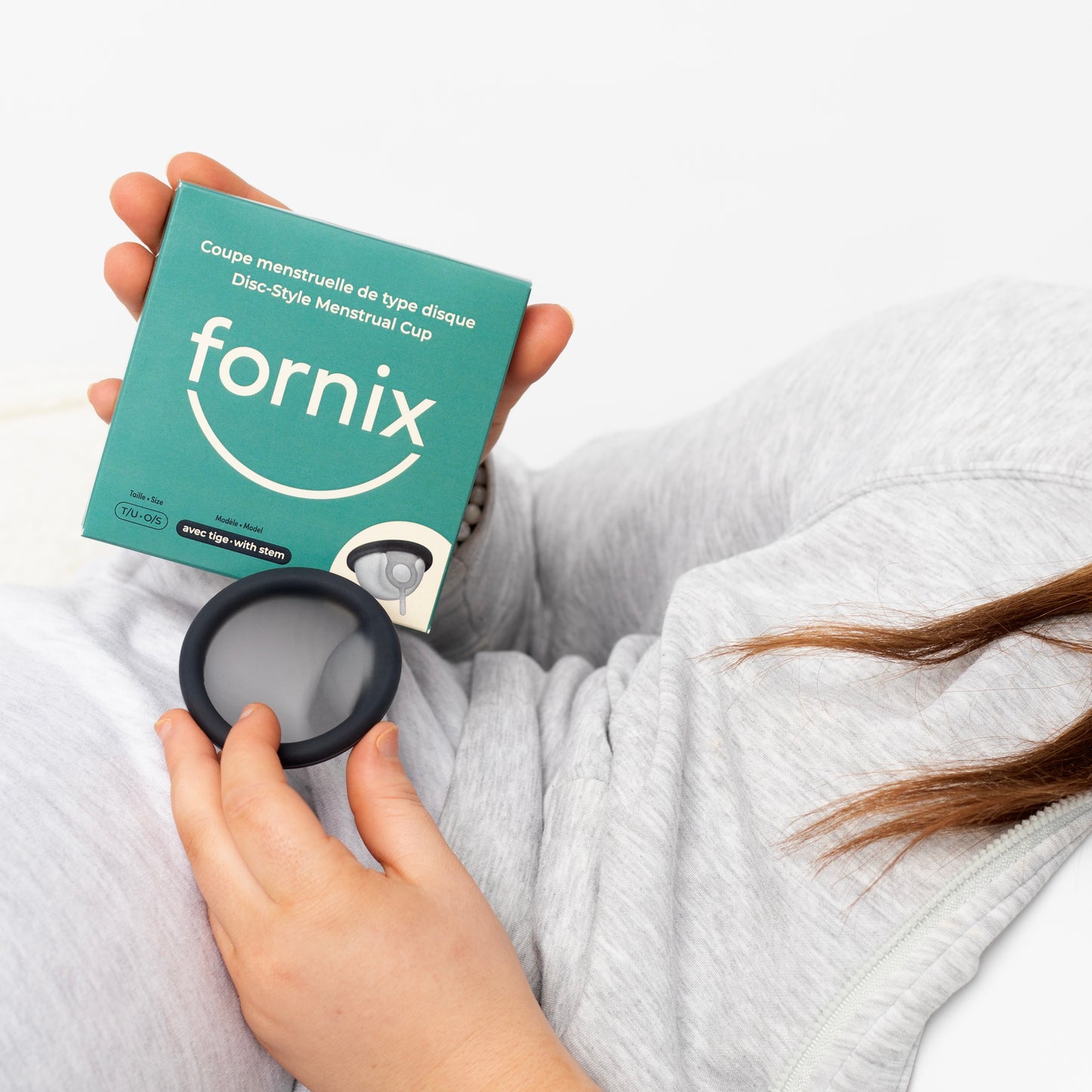 Coupe menstruelle de type disque Fornix avec tige