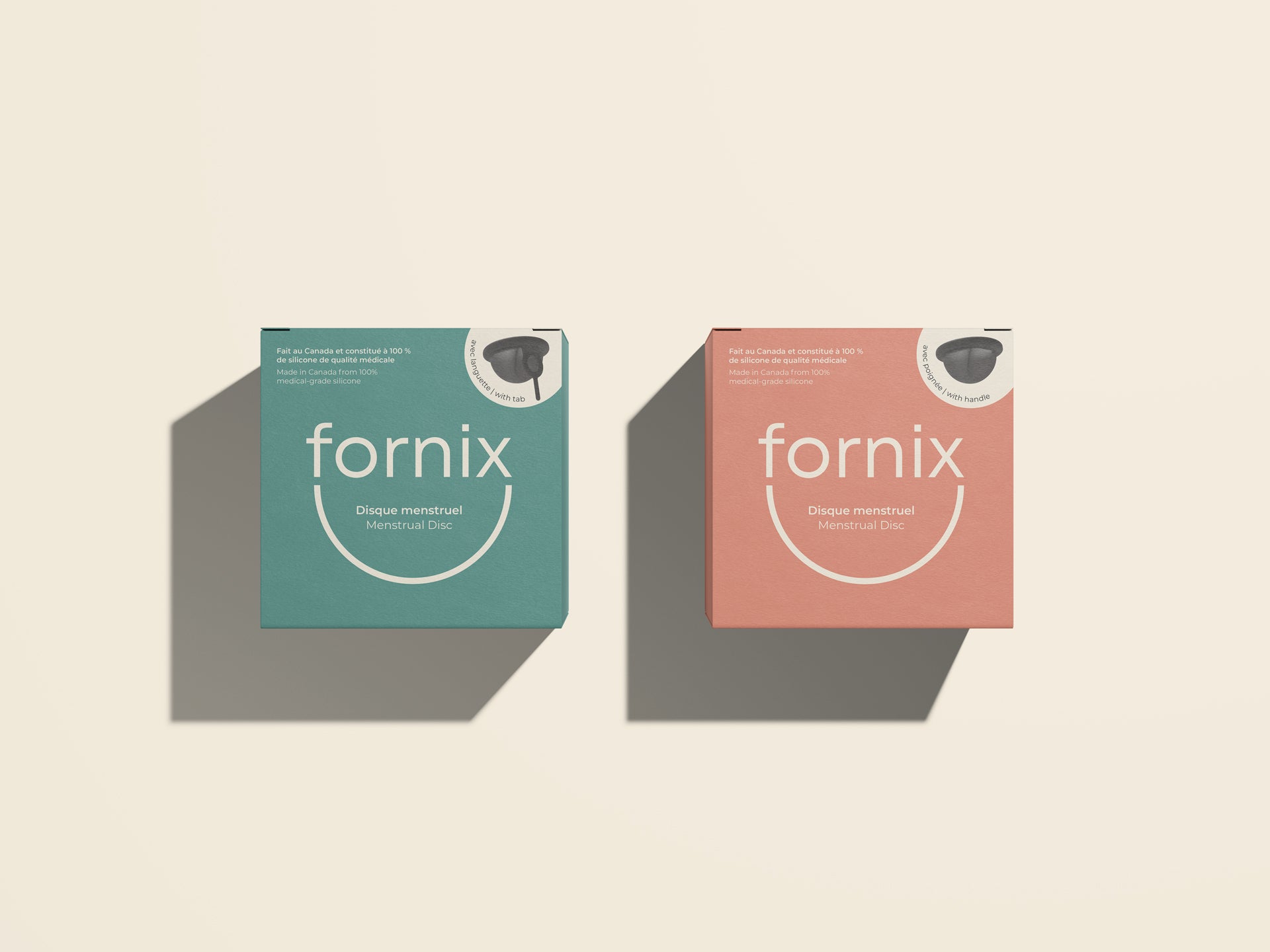 Disque menstruel Fornix avec poignée et disque menstruel Fornix avec languette 
Fornix Menstrual Disc With Handle and Fornix Menstrual Disc With Tab